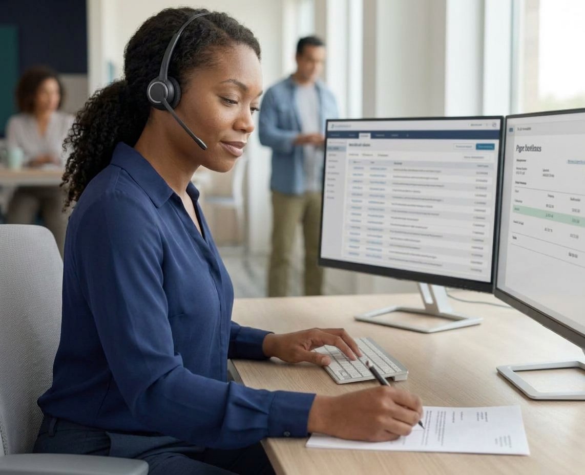 Billing specialist reviewing denial and accounts receivable worklists