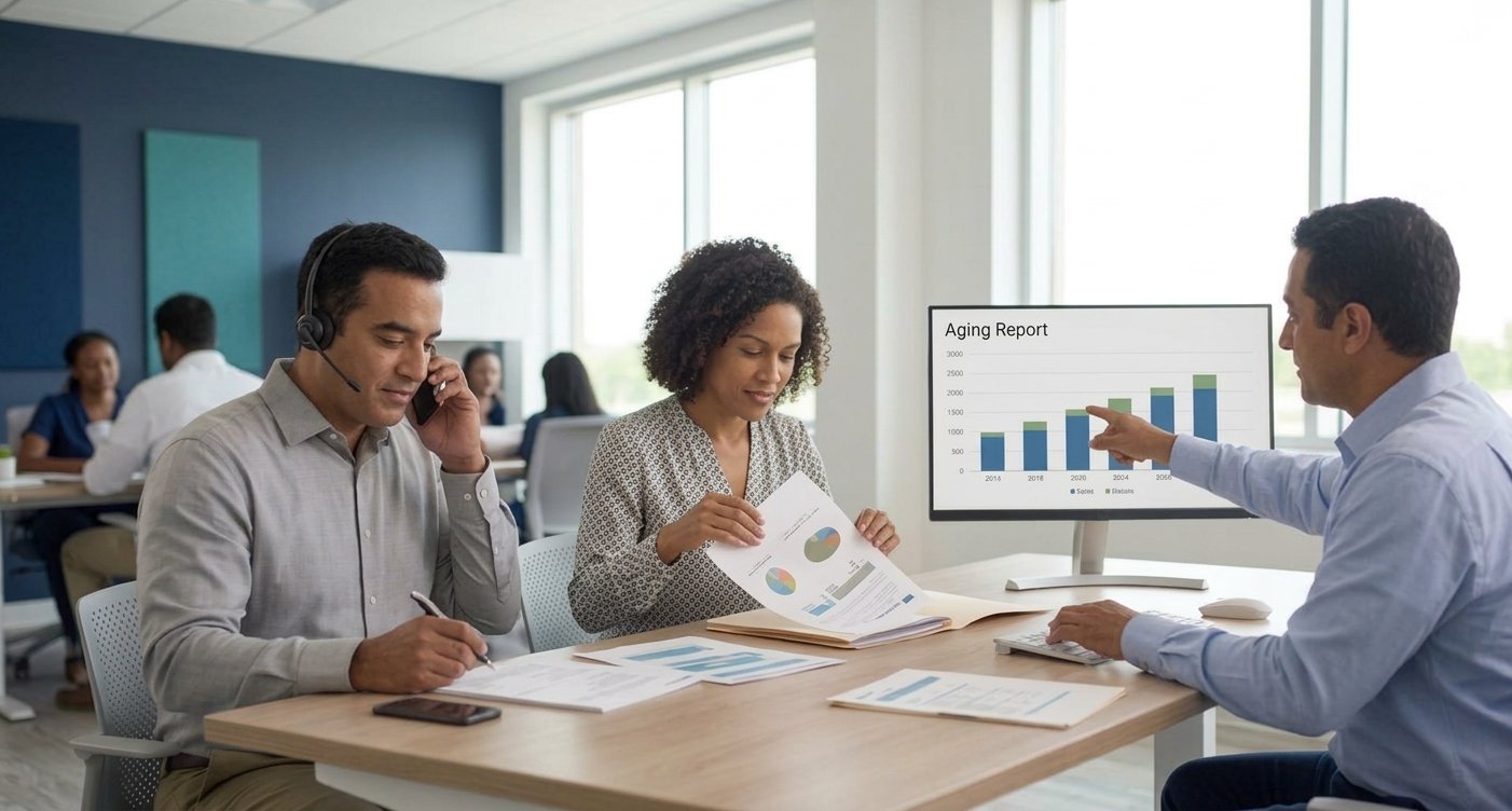 Denial management team reviewing claim recovery details
