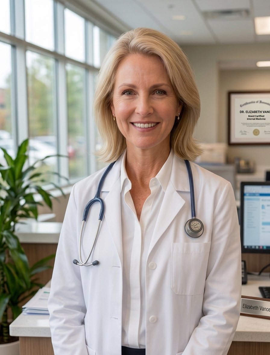 Primary care physician in a modern clinic